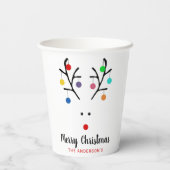 Modern Holiday Whimsical Reindeer Christmas Pappbecher (Rückseite)