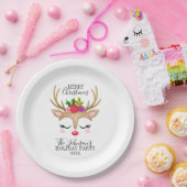 Modern Holiday Whimsical Reindeer Christmas Pappteller (Party)