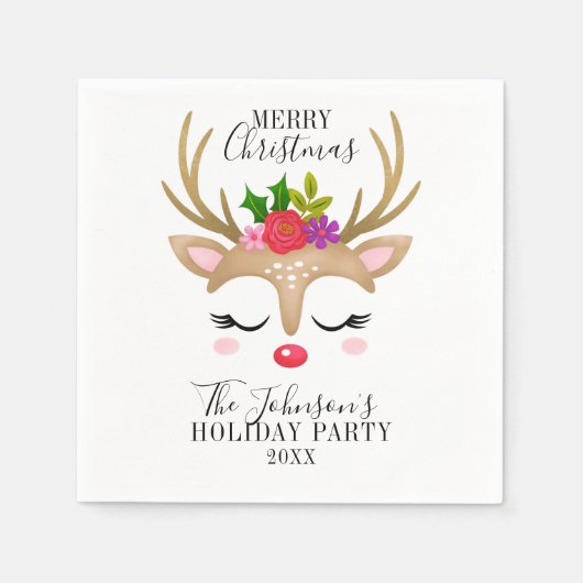 Modern Holiday Whimsical Reindeer Christmas Serviette (Vorderseite)