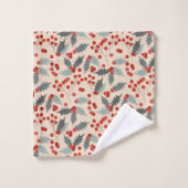 Modern Holly Berry Christmas Botanical Badhandtuch Set (Waschlappen)
