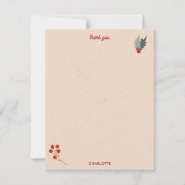 Modern Holly Berry Christmas Botanisches Muster Dankeskarte