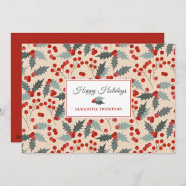 Modern Holly Berry Christmas Botanisches Muster Feiertagskarte