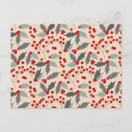 Modern Holly Berry Christmas Botanisches Muster Feiertagspostkarte