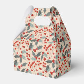 Modern Holly Berry Christmas Botanisches Muster Geschenkschachtel (Rückseite)