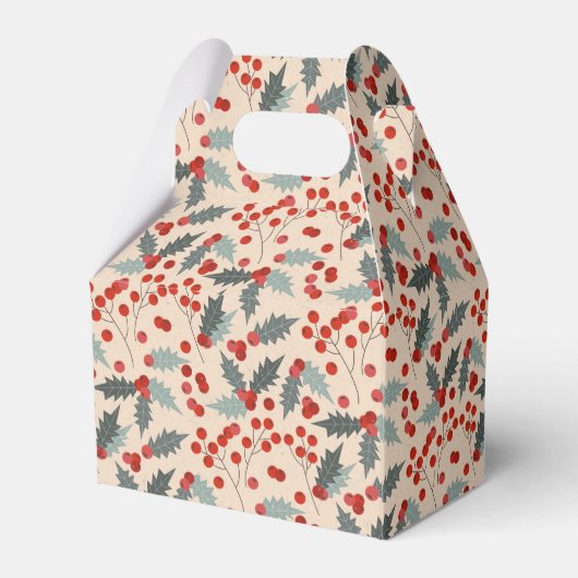 Modern Holly Berry Christmas Botanisches Muster Geschenkschachtel (Rückseite)