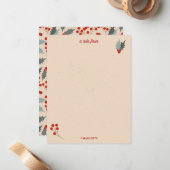 Modern Holly Berry Christmas Botanisches Muster Mitteilungskarte (Vorderseite/Rückseite Beispiel)