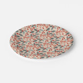 Modern Holly Berry Christmas Botanisches Muster Pappteller (Schrägansicht)