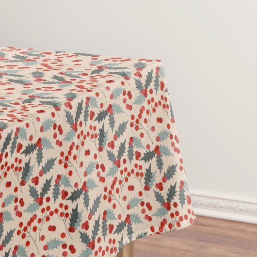 Modern Holly Berry Christmas Botanisches Muster Tischdecke (Beispiel)