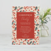 Modern Holly Berry Christmas Party Einladung (Stehend Vorderseite)