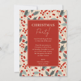 Modern Holly Berry Christmas Party Einladung