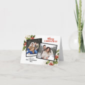 Modern Holly Berry Foto Collage Weihnachten (Vorderseite)