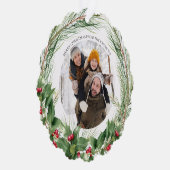 Modern Holly Berry Frohe Weihnachts Foto Wreath Ornament Karte (Rechts)