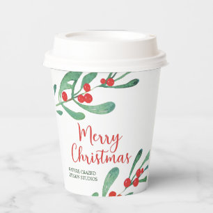 Modern Holly Company Weihnachten Pappbecher