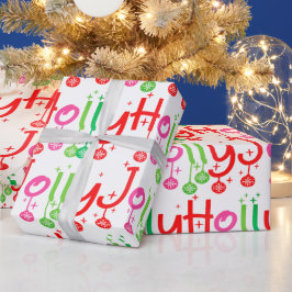 Modern Holly Jolly Typografie Geschenkpapier