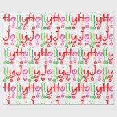 Modern Holly Jolly Typografie Geschenkpapier (Flach)