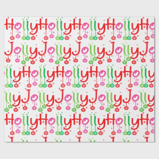 Modern Holly Jolly Typografie Geschenkpapier (Flach)