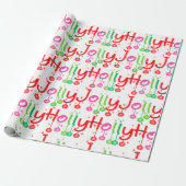 Modern Holly Jolly Typografie Geschenkpapier (Ungerollt)