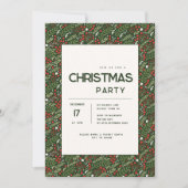 Modern Holly Leaf Christmas Party Invitation Einladung (Vorderseite)