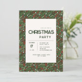 Modern Holly Leaf Christmas Party Invitation Einladung (Stehend Vorderseite)