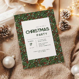 Modern Holly Leaf Christmas Party Invitation Einladung