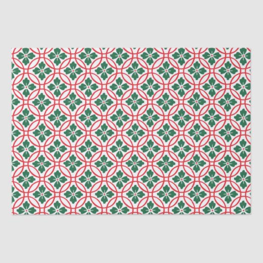 Modern Holly Red Green White Christmas Holiday Seidenpapier (Vorderseite)