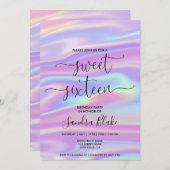 Modern Holograph Girly Trendy Sweet 16 Einladung (Vorne/Hinten)
