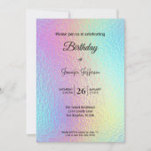 Modern holographic Birthday invitation Einladung (Vorderseite)