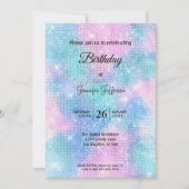 Modern holographic Birthday invitation Einladung (Vorderseite)