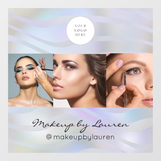 Modern Holographic Black Script Logo Photo Fensteraufkleber (Blatt)