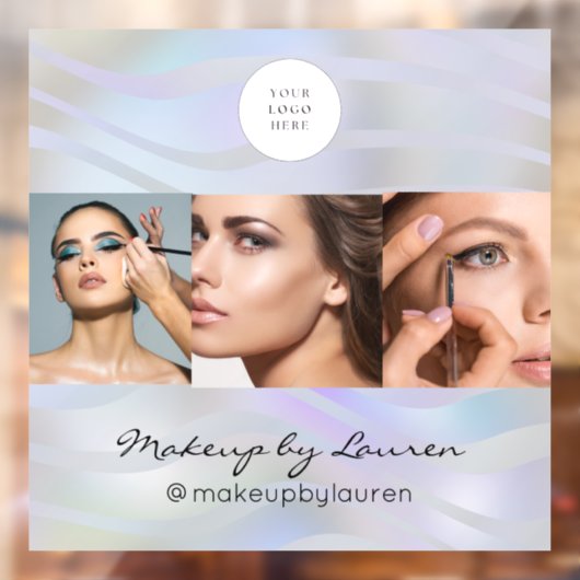 Modern Holographic Black Script Logo Photo Fensteraufkleber (Blatt 2)