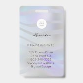 Modern Holographic Black Script Photo Makeup  Ausweis (Rückseite)