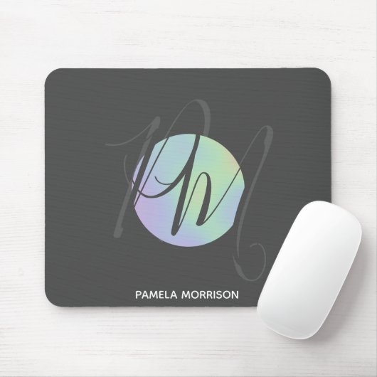 Modern Holographic Circle Monogram - Mousepad (Mit Mouse)