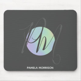 Modern Holographic Circle Monogram - Mousepad