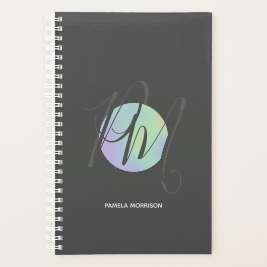 Modern Holographic Circle Monogram - Planner Planer (Vorderseite)