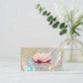 Modern Holographic Gold Diamonds Lotus Opal Stone Visitenkarte (Stehend Vorderseite)