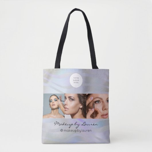 Modern Holographic Logo Photo Makeup Studio Tasche (Vorderseite)