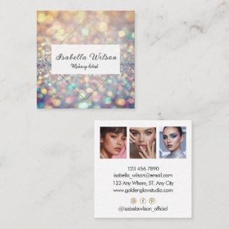 Modern Holographic Makeup Artist Glitter Quadratische Visitenkarte