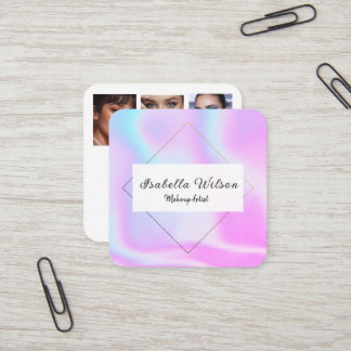 Modern Holographic Makeup Artist Pastel Quadratische Visitenkarte
