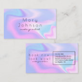 Modern holographic makeup artist pastel rainbow visitenkarte (Vorne/Hinten)