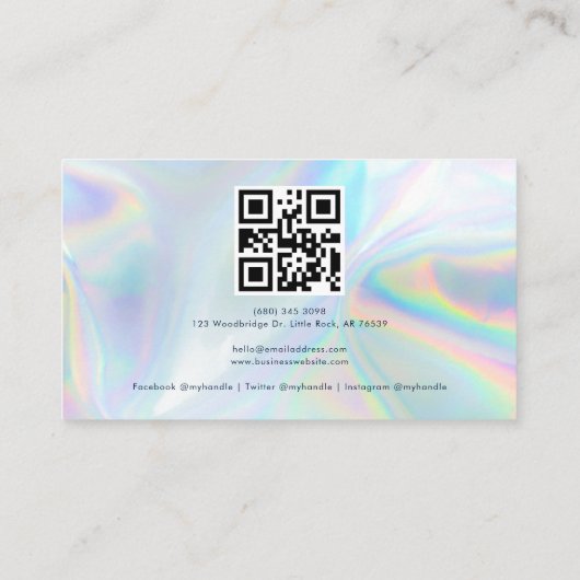 Modern Holographic QR Code Script Visitenkarte (Rückseite)