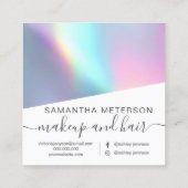 Modern Holographic Script Hello Beauty Branding Quadratische Visitenkarte (Rückseite)