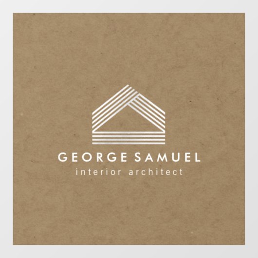 Modern Home Design | Abstract Logo on Wood Texture Fensteraufkleber (Blatt)