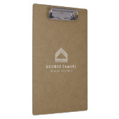 Modern Home Design | Abstract Logo on Wood Texture Klemmbrett (Rechts)