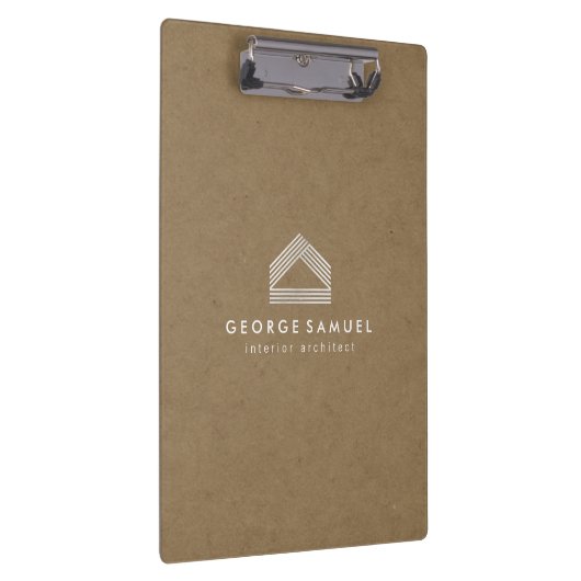 Modern Home Design | Abstract Logo on Wood Texture Klemmbrett (Rechts)