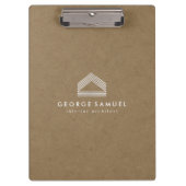 Modern Home Design | Abstract Logo on Wood Texture Klemmbrett (Vorderseite)