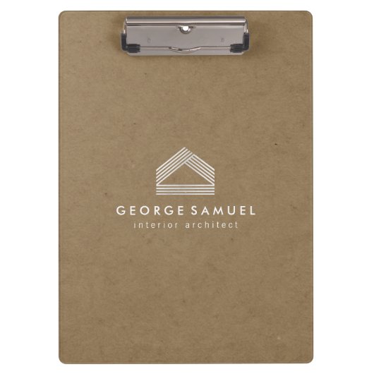 Modern Home Design | Abstract Logo on Wood Texture Klemmbrett (Vorderseite)