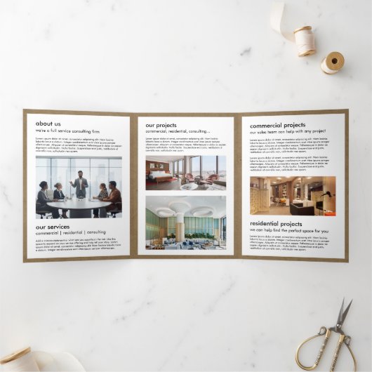 Modern Home Design Custom Abstract Logo Dreifach Gefaltete Karte (Innenseite)