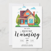 Modern Home Illustration Green Brown Housewarming Einladung (Vorderseite)