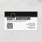 Modern Home Logo Social Media QR Code Black Visitenkarte (Vorderseite)