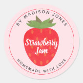 Modern Homemade Strawberry Jam Canning Jar Label Runder Aufkleber (Vorderseite)